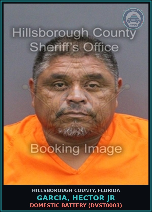 Booking mugshot of GARCIA, HECTOR JR in Hillsborough County