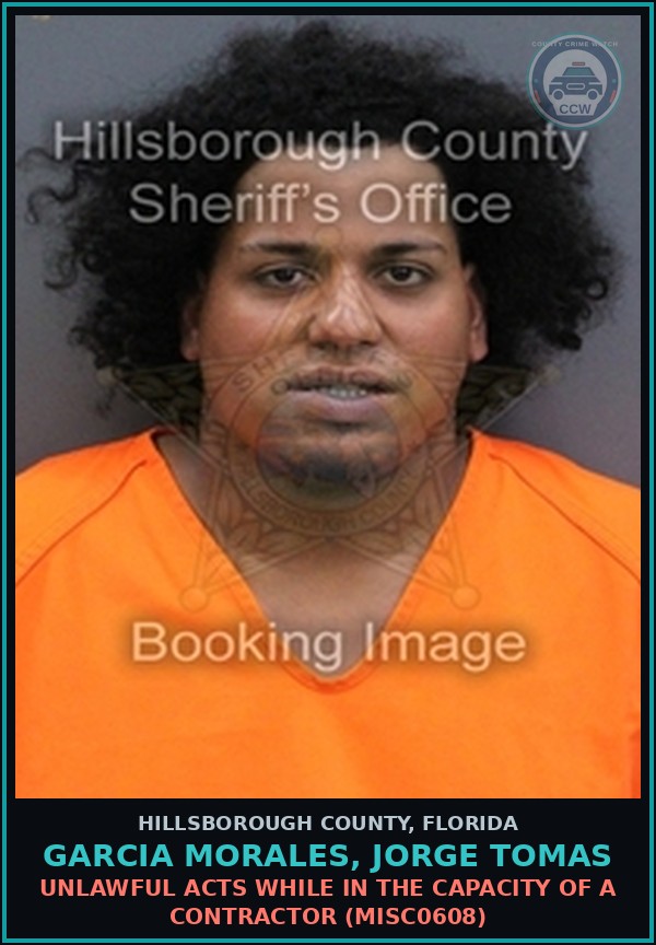 Booking mugshot of GARCIA MORALES, JORGE TOMAS in Hillsborough County