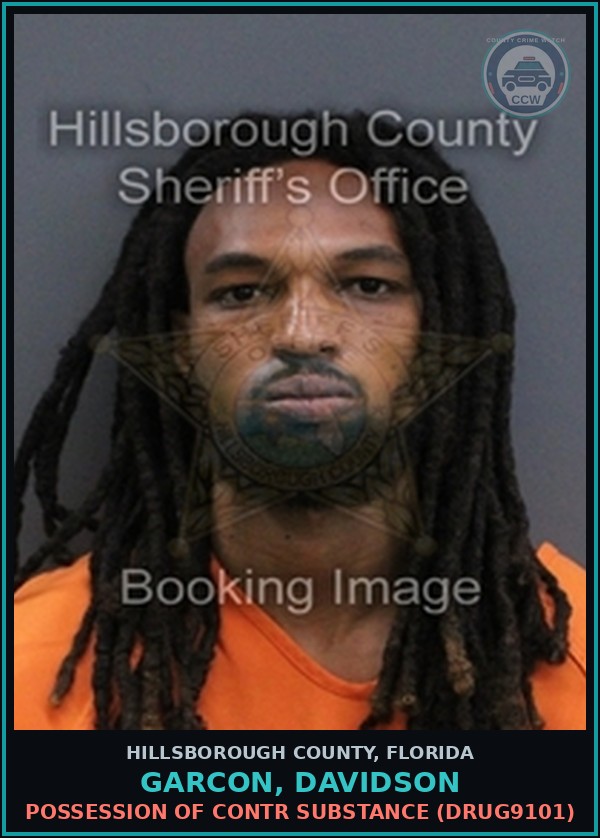 Booking mugshot of GARCON, DAVIDSON in Hillsborough County