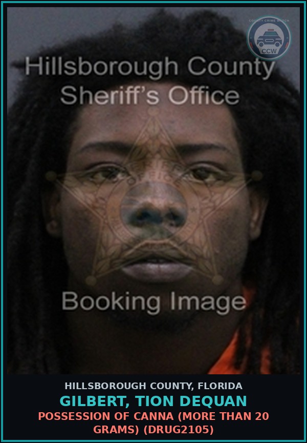 Booking mugshot of GILBERT, TION DEQUAN in Hillsborough County
