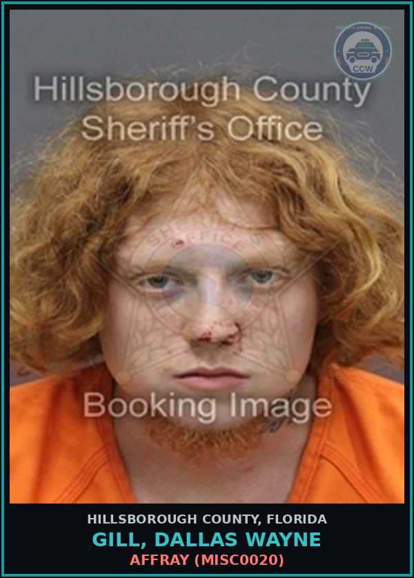 Booking mugshot of GILL, DALLAS WAYNE in Hillsborough County
