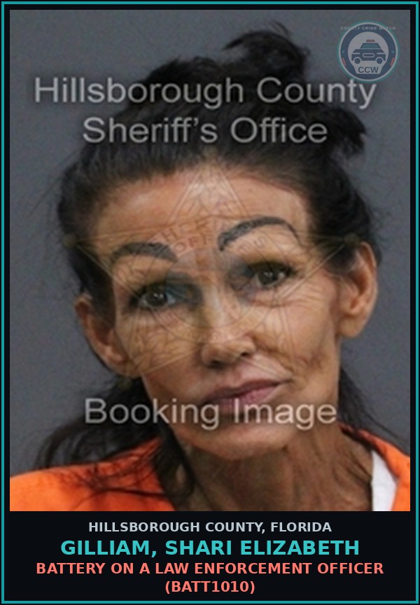 Booking mugshot of GILLIAM, SHARI ELIZABETH in Hillsborough County