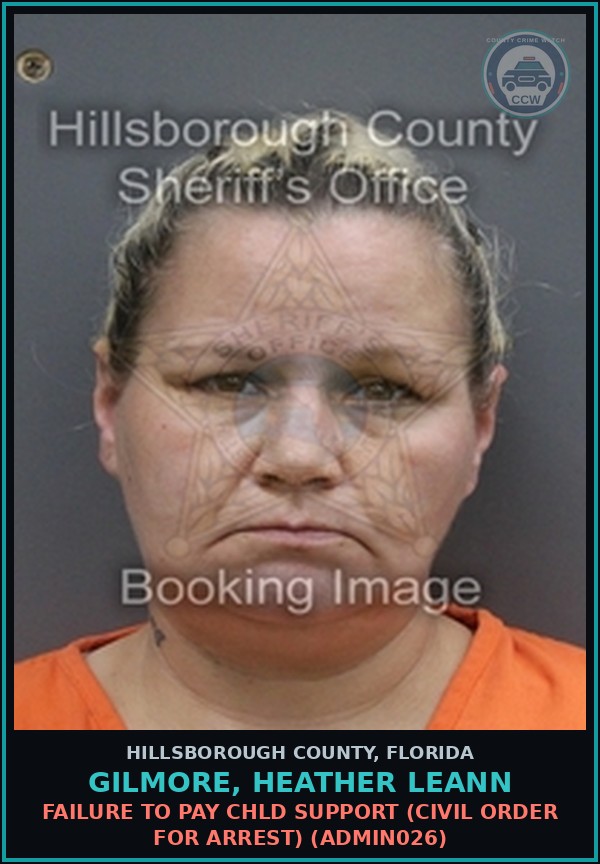 Booking mugshot of GILMORE, HEATHER LEANN in Hillsborough County