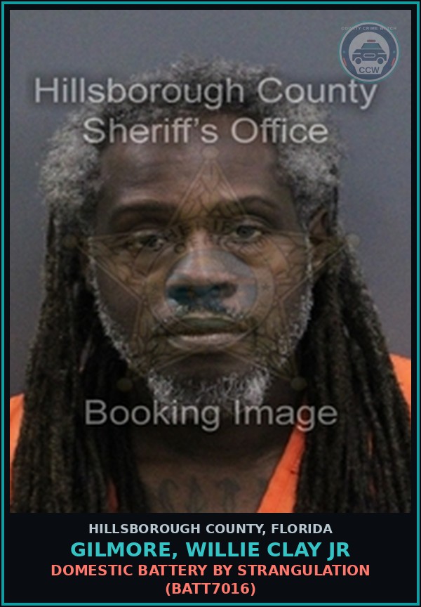 Booking mugshot of GILMORE, WILLIE CLAY JR in Hillsborough County