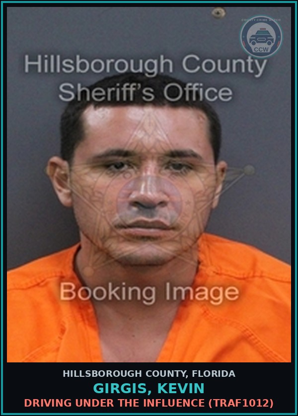 Booking mugshot of GIRGIS, KEVIN in Hillsborough County