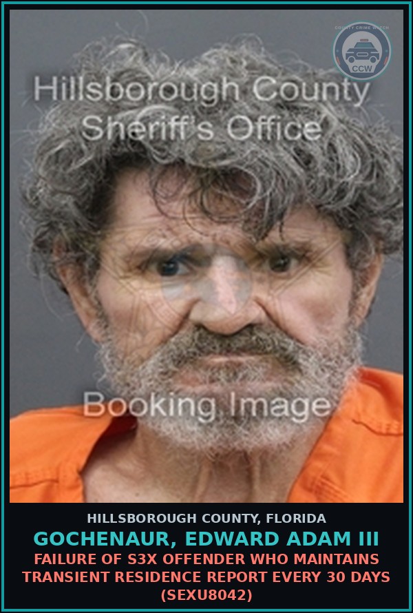 Booking mugshot of GOCHENAUR, EDWARD ADAM III in Hillsborough County