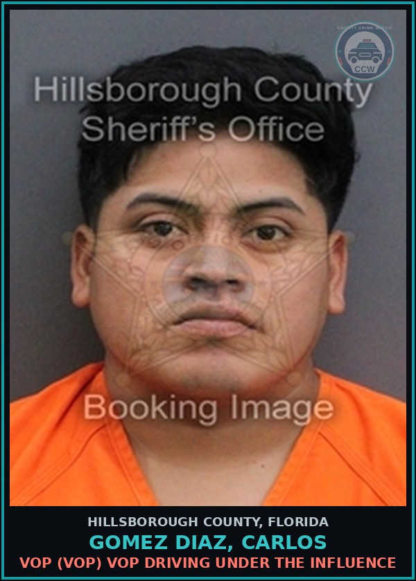 Booking mugshot of GOMEZ DIAZ, CARLOS in Hillsborough County