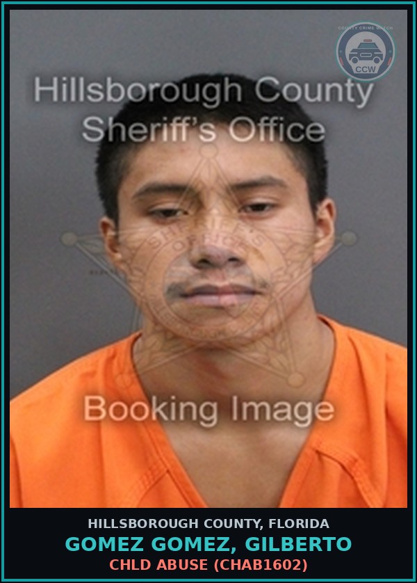 Booking mugshot of GOMEZ GOMEZ, GILBERTO in Hillsborough County