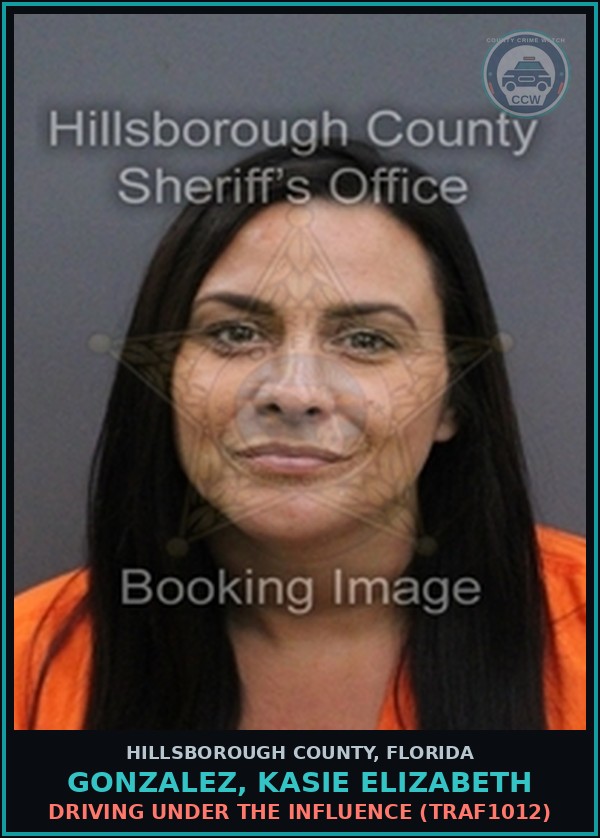 Booking mugshot of GONZALEZ, KASIE ELIZABETH in Hillsborough County