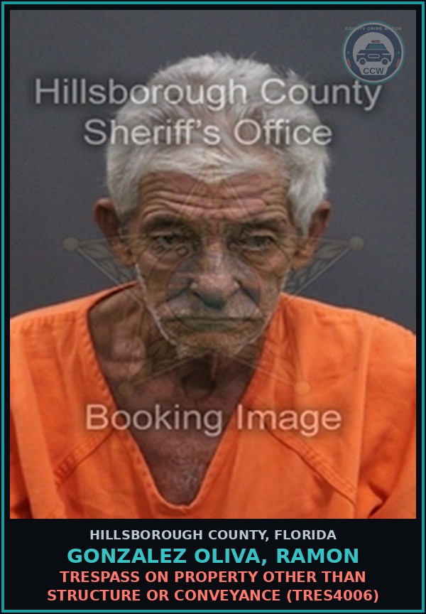 Booking mugshot of GONZALEZ OLIVA, RAMON in Hillsborough County