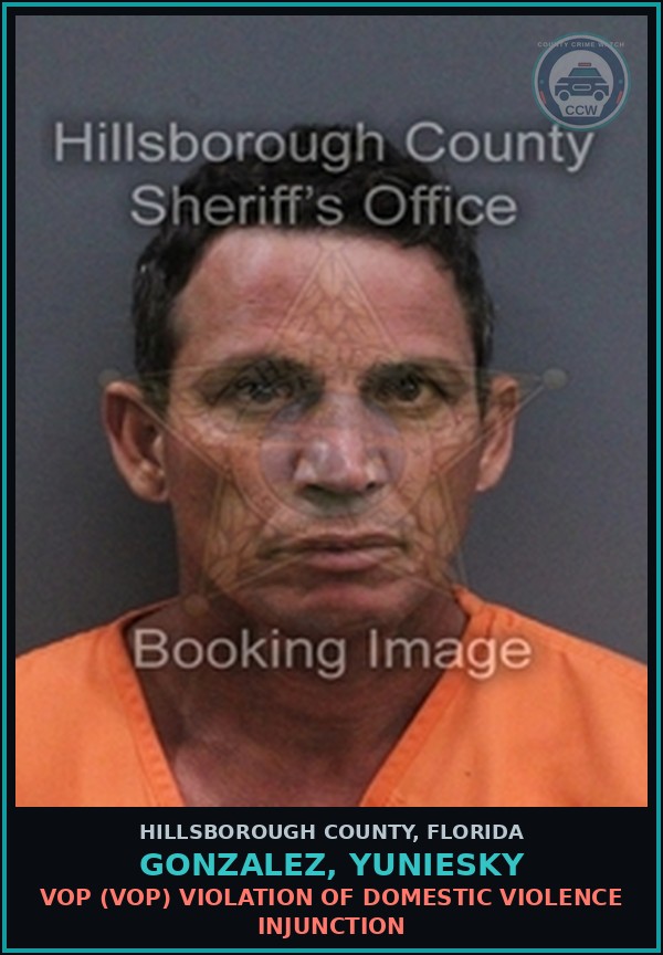 Booking mugshot of GONZALEZ, YUNIESKY in Hillsborough County