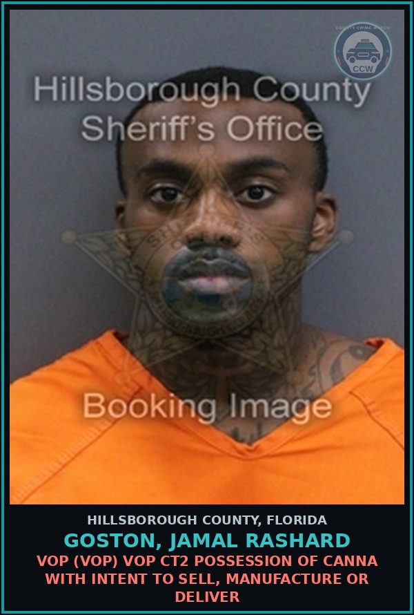Booking mugshot of GOSTON, JAMAL RASHARD in Hillsborough County