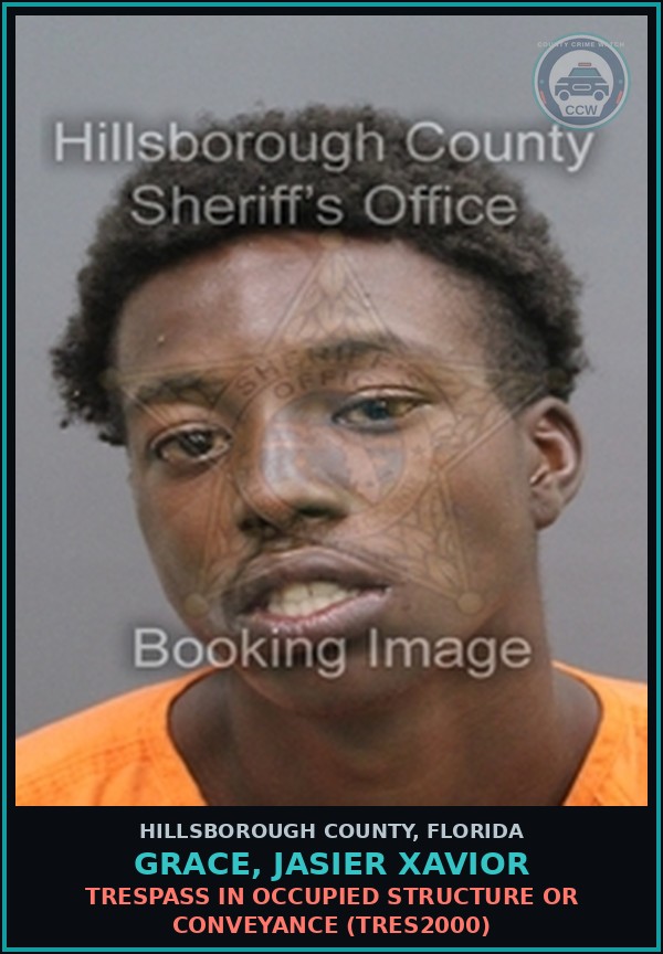Booking mugshot of GRACE, JASIER XAVIOR in Hillsborough County