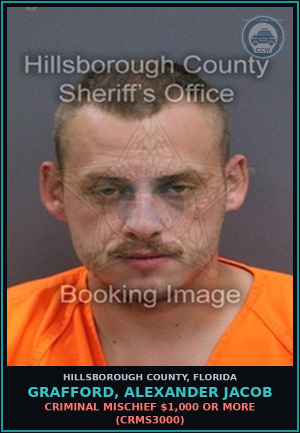 Booking mugshot of GRAFFORD, ALEXANDER JACOB in Hillsborough County