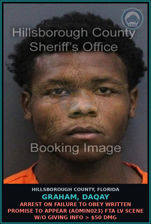 Booking mugshot of GRAHAM, DAQAY in Hillsborough County