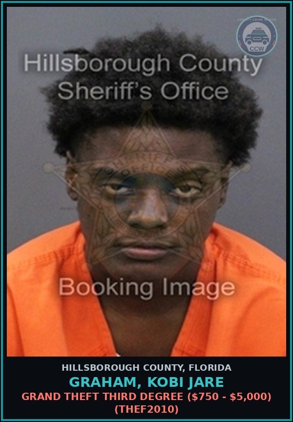 Booking mugshot of GRAHAM, KOBI JARE in Hillsborough County