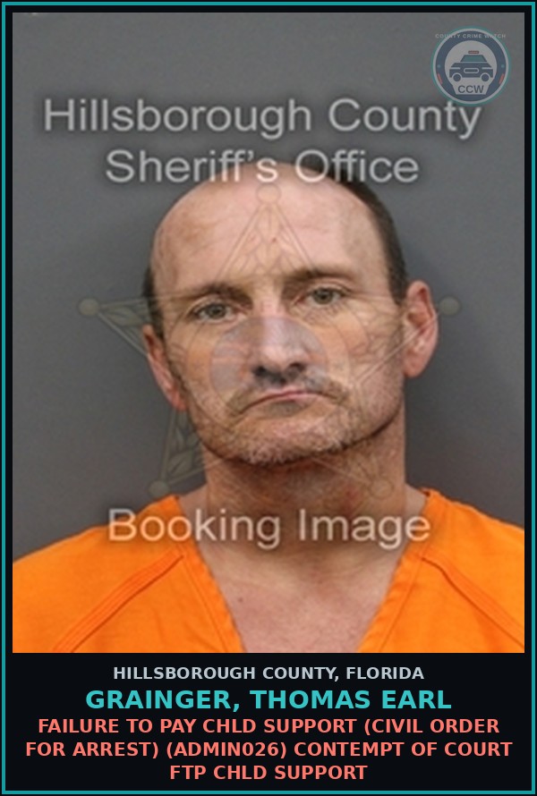 Booking mugshot of GRAINGER, THOMAS EARL in Hillsborough County