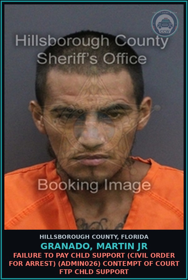 Booking mugshot of GRANADO, MARTIN JR in Hillsborough County