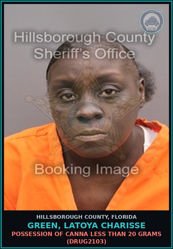 Booking mugshot of GREEN, LATOYA CHARISSE in Hillsborough County