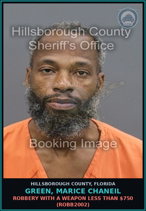 Booking mugshot of GREEN, MARICE CHANEIL in Hillsborough County