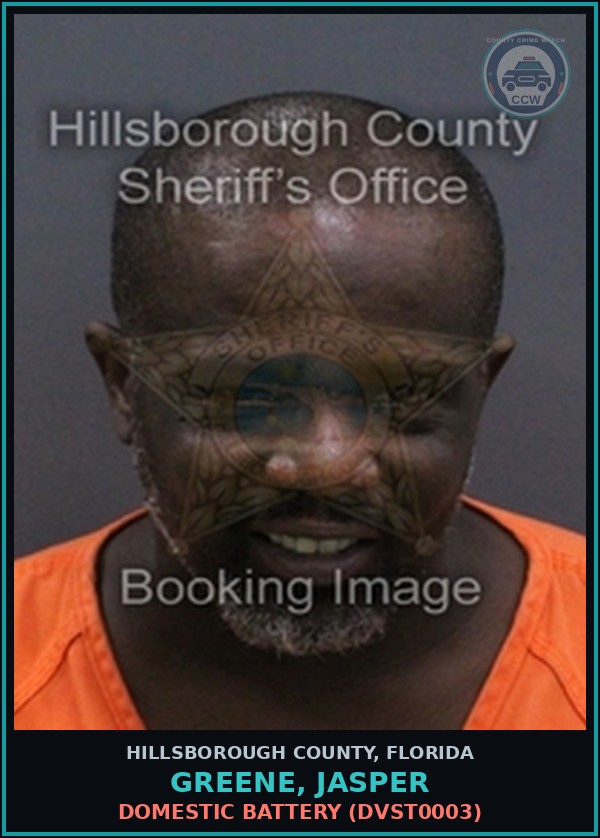 Booking mugshot of GREENE, JASPER in Hillsborough County