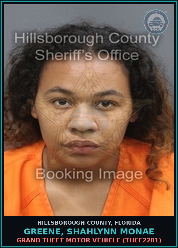 Booking mugshot of GREENE, SHAHLYNN MONAE in Hillsborough County