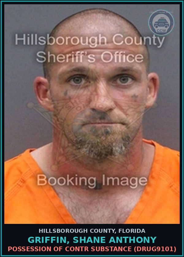 Booking mugshot of GRIFFIN, SHANE ANTHONY in Hillsborough County