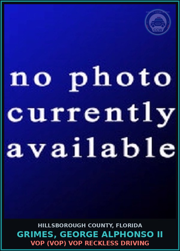 Booking mugshot of GRIMES, GEORGE ALPHONSO II in Hillsborough County