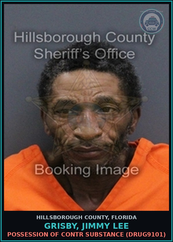 Booking mugshot of GRISBY, JIMMY LEE in Hillsborough County