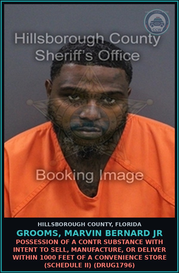 Booking mugshot of GROOMS, MARVIN BERNARD JR in Hillsborough County