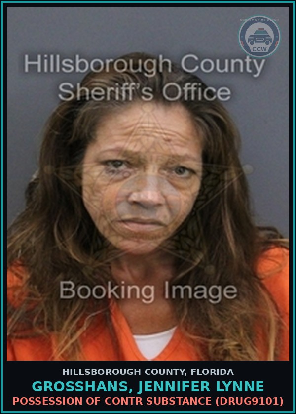 Booking mugshot of GROSSHANS, JENNIFER LYNNE in Hillsborough County
