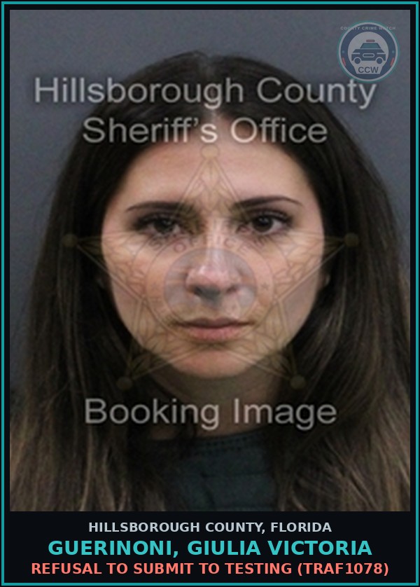 Booking mugshot of GUERINONI, GIULIA VICTORIA in Hillsborough County