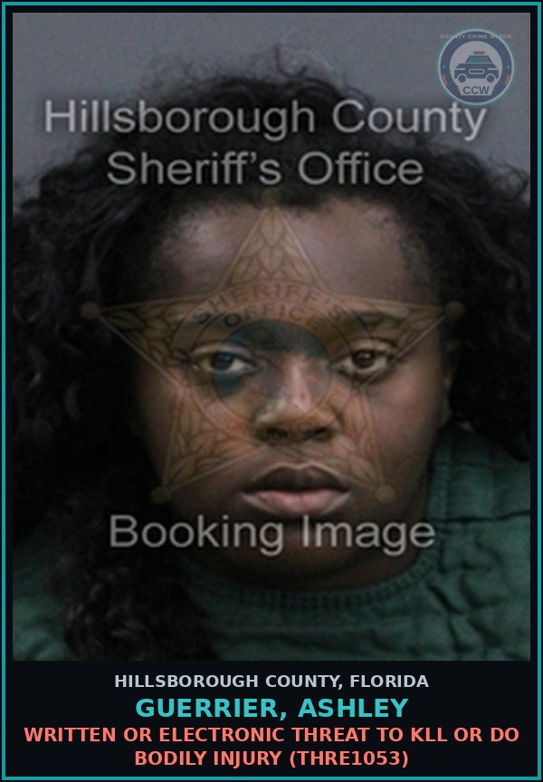 Booking mugshot of GUERRIER, ASHLEY in Hillsborough County