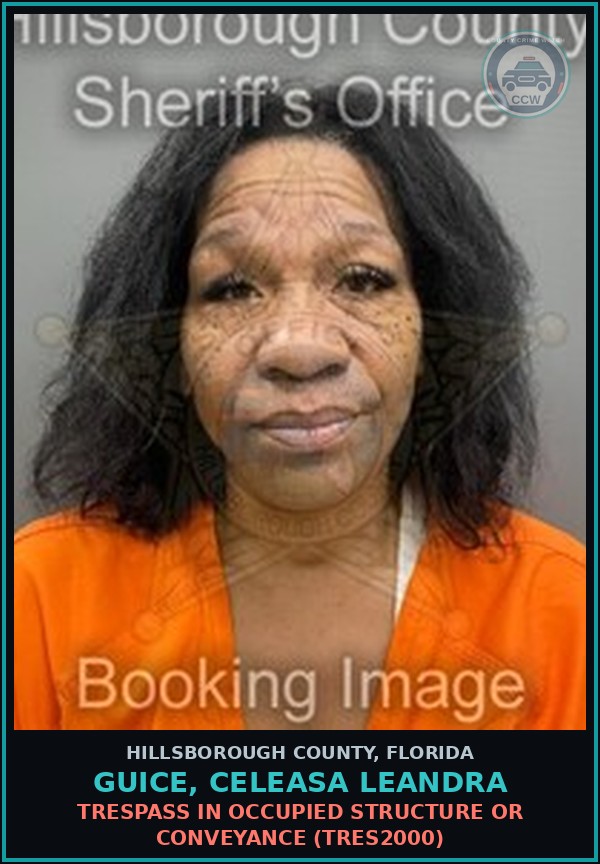 Booking mugshot of GUICE, CELEASA LEANDRA in Hillsborough County