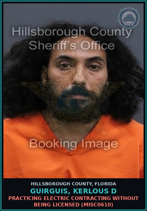 Booking mugshot of GUIRGUIS, KERLOUS D in Hillsborough County