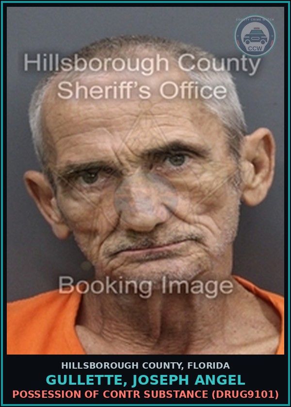 Booking mugshot of GULLETTE, JOSEPH ANGEL in Hillsborough County