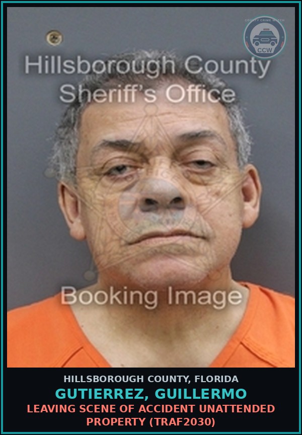Booking mugshot of GUTIERREZ, GUILLERMO in Hillsborough County