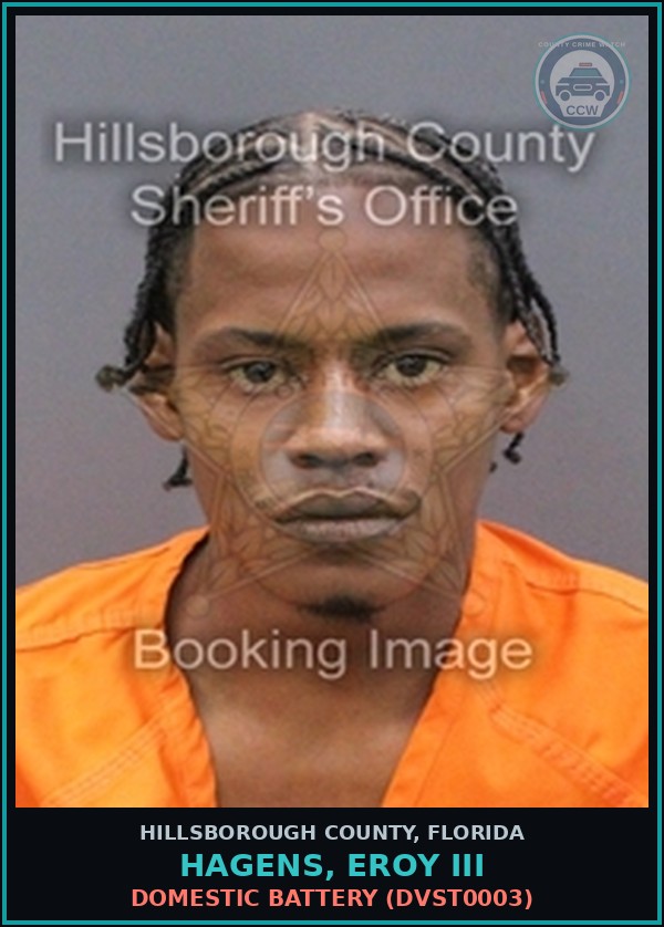 Booking mugshot of HAGENS, EROY III in Hillsborough County