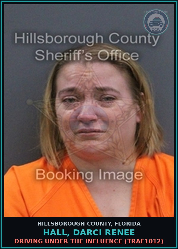 Booking mugshot of HALL, DARCI RENEE in Hillsborough County