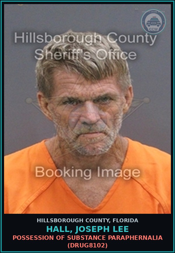 Booking mugshot of HALL, JOSEPH LEE in Hillsborough County