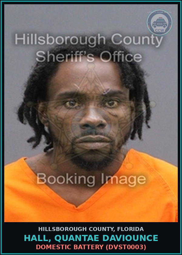 Booking mugshot of HALL, QUANTAE DAVIOUNCE in Hillsborough County