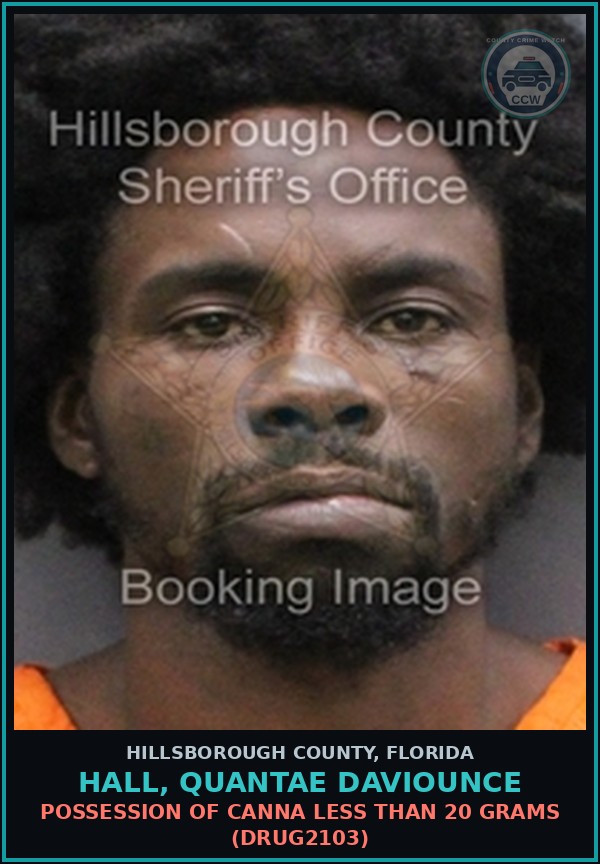 Booking mugshot of HALL, QUANTAE DAVIOUNCE in Hillsborough County