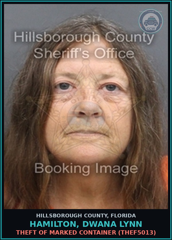 Booking mugshot of HAMILTON, DWANA LYNN in Hillsborough County