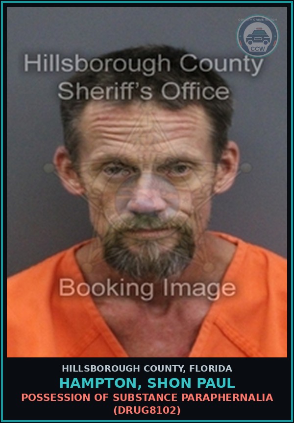 Booking mugshot of HAMPTON, SHON PAUL in Hillsborough County