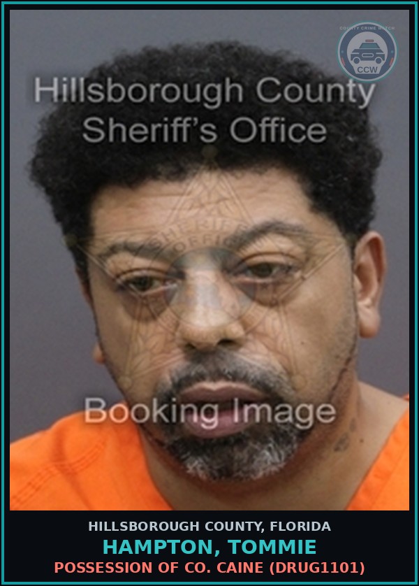 Booking mugshot of HAMPTON, TOMMIE in Hillsborough County