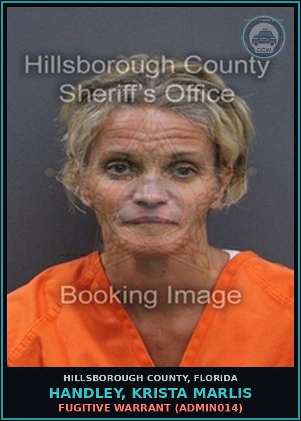 Booking mugshot of HANDLEY, KRISTA MARLIS in Hillsborough County