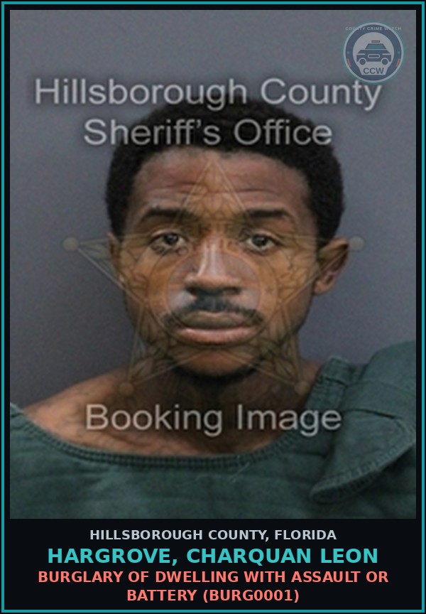 Booking mugshot of HARGROVE, CHARQUAN LEON in Hillsborough County
