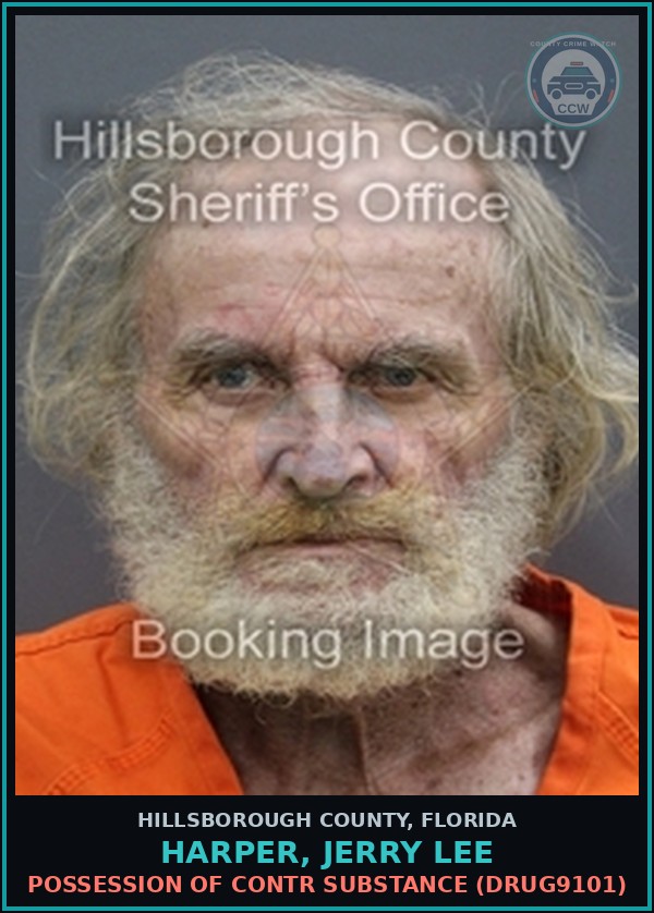 Booking mugshot of HARPER, JERRY LEE in Hillsborough County