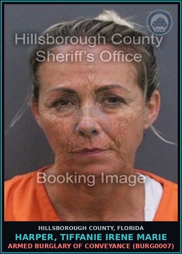 Booking mugshot of HARPER, TIFFANIE IRENE MARIE in Hillsborough County