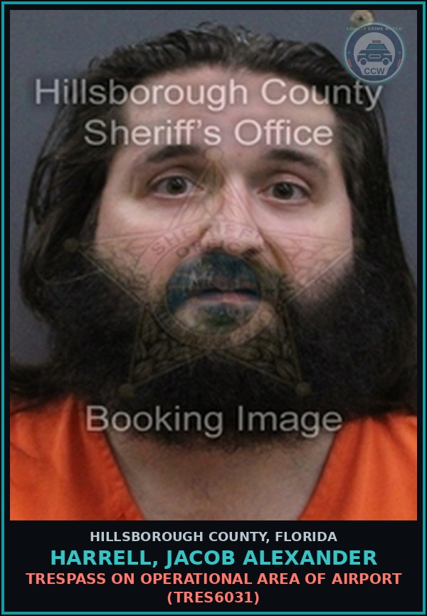 Booking mugshot of HARRELL, JACOB ALEXANDER in Hillsborough County